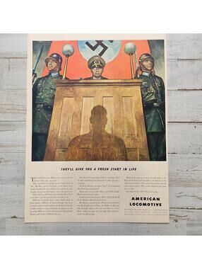WWII Nazi Propaganda Ad American Locomotive “Fresh Start in Life” 1940s
